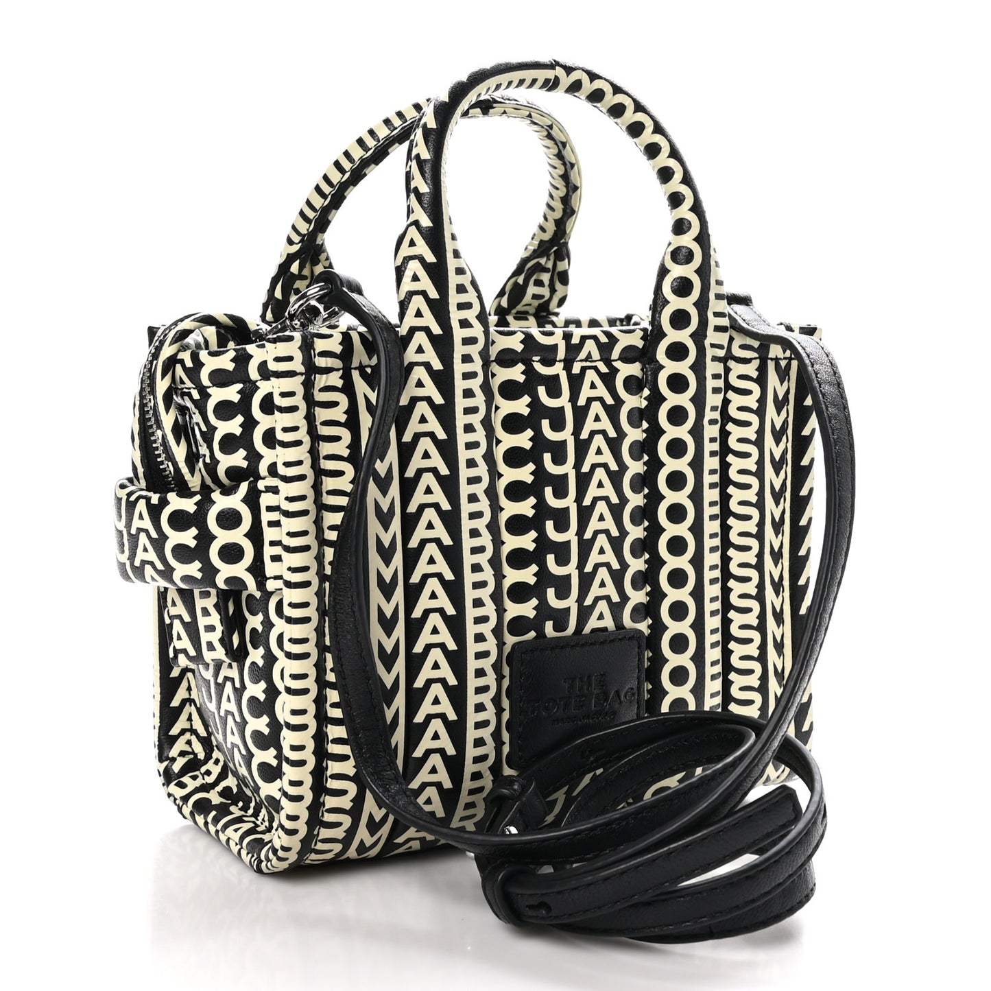 Calfskin The Micro Monogram Tote Black White