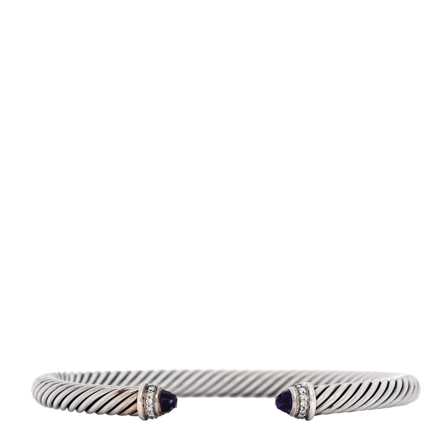 Sterling Silver Amethyst Diamond 5mm Cable Classics Bracelet