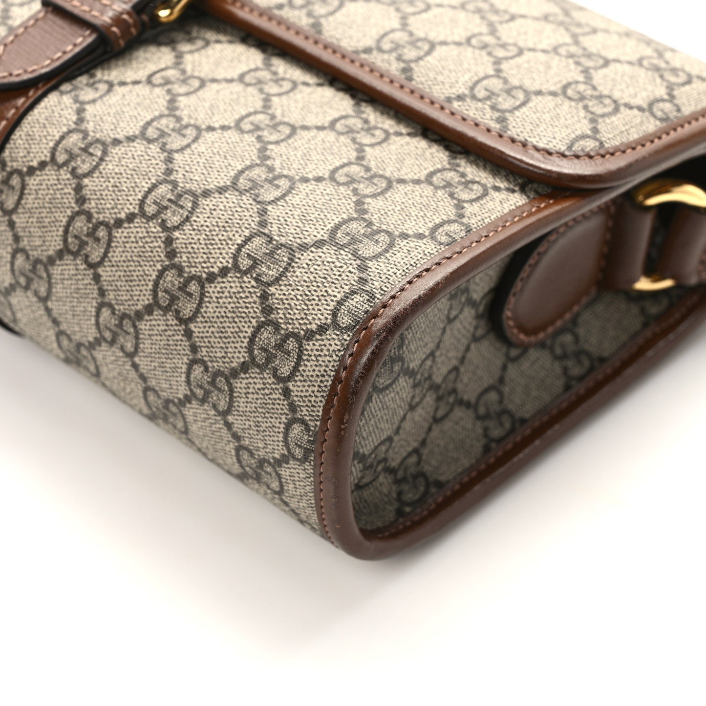 GG Supreme Monogram Azalea Calfskin Retro Interlocking G Messenger Beige Ebony Brown Sugar