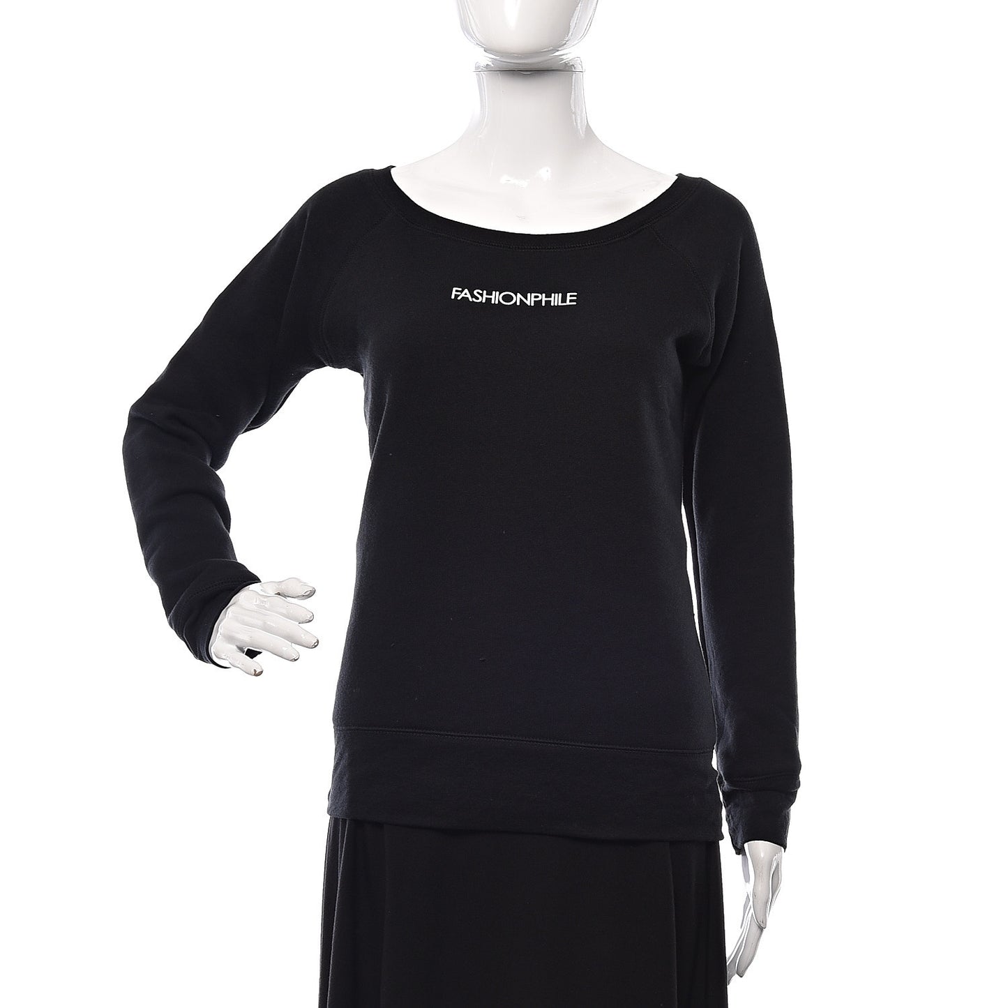 FASHIONPHILE Wide Neck Sweatshirt Black