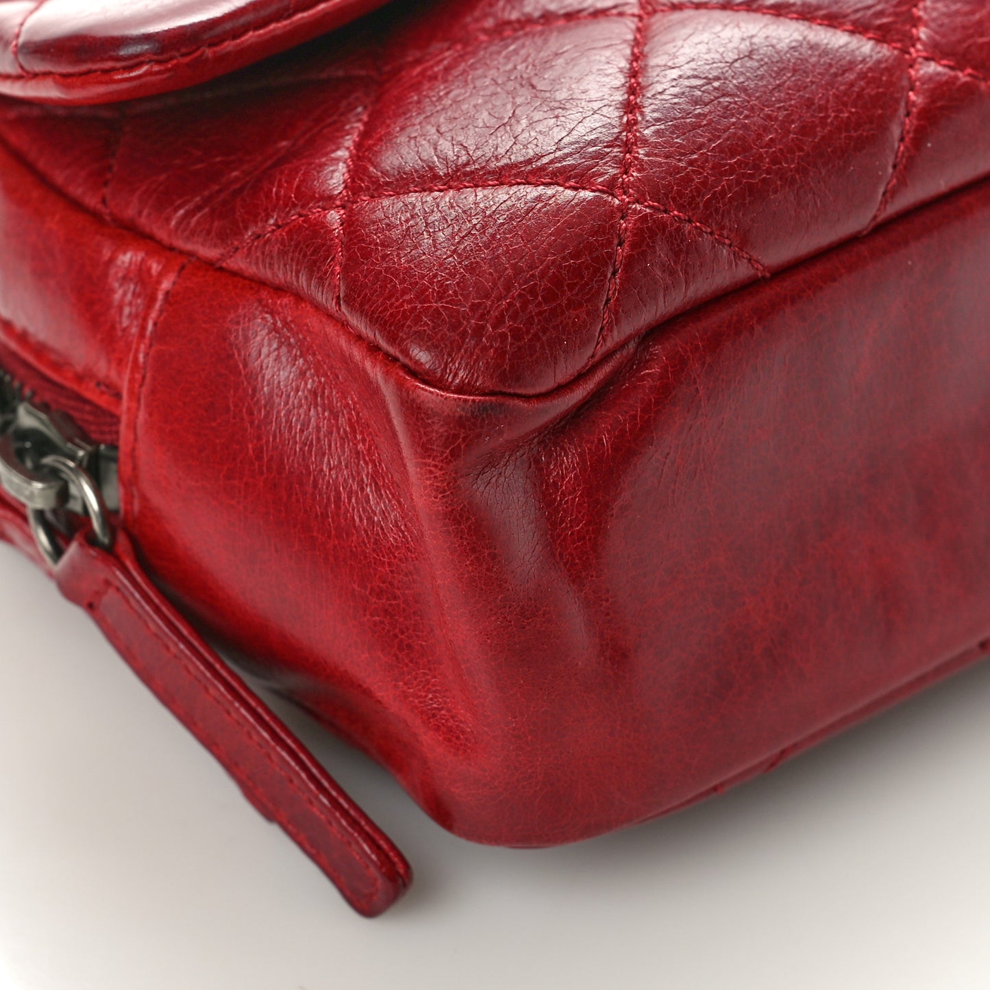 Glazed Calfskin Quilted Small Duo Color Flap Red