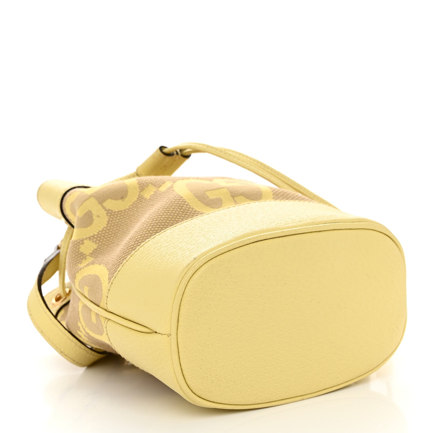 Monogram Jumbo GG Textured Dollar Calfskin Mini Ophidia Bucket Bag Beige Banana