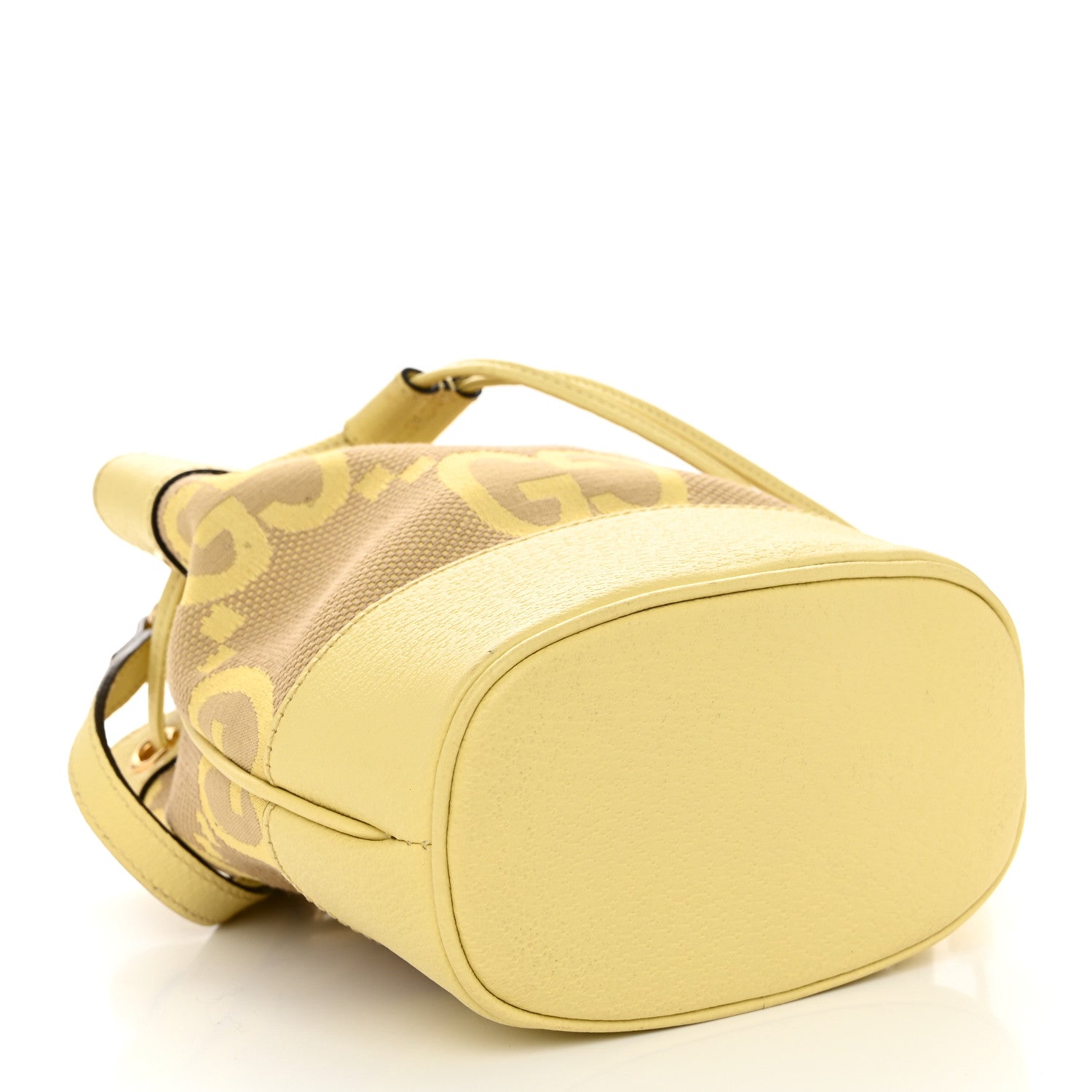 Gucci Monogram Jumbo GG Textured Dollar Calfskin Mini Ophidia Bucket Bag Beige Banana 4 of 9