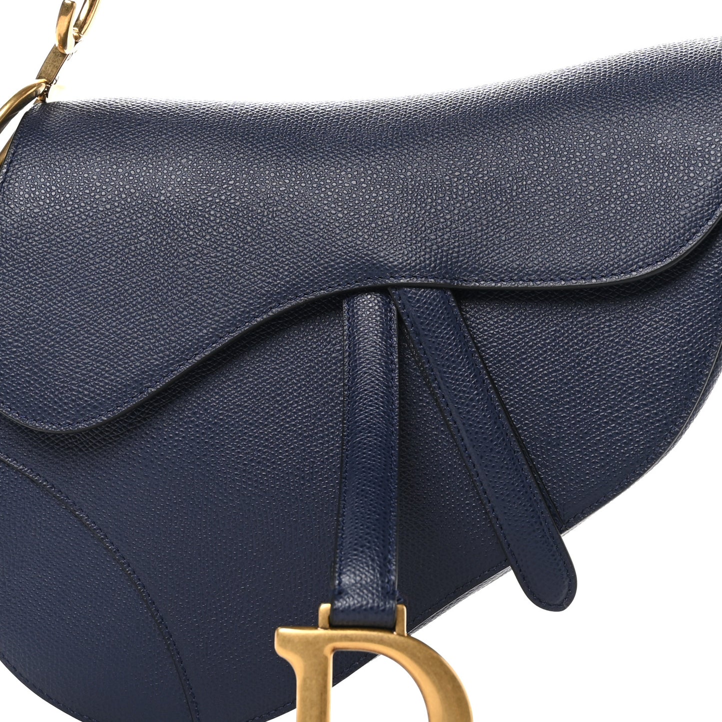 Grained Calfskin Saddle Bag Indigo Blue