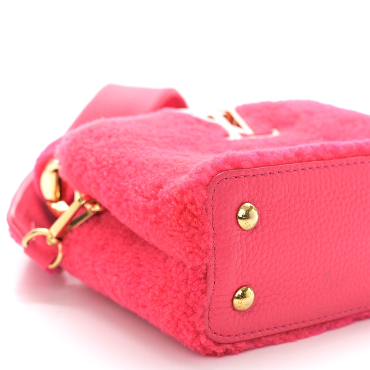 Shearling Calfskin Capucines Mini Pink
