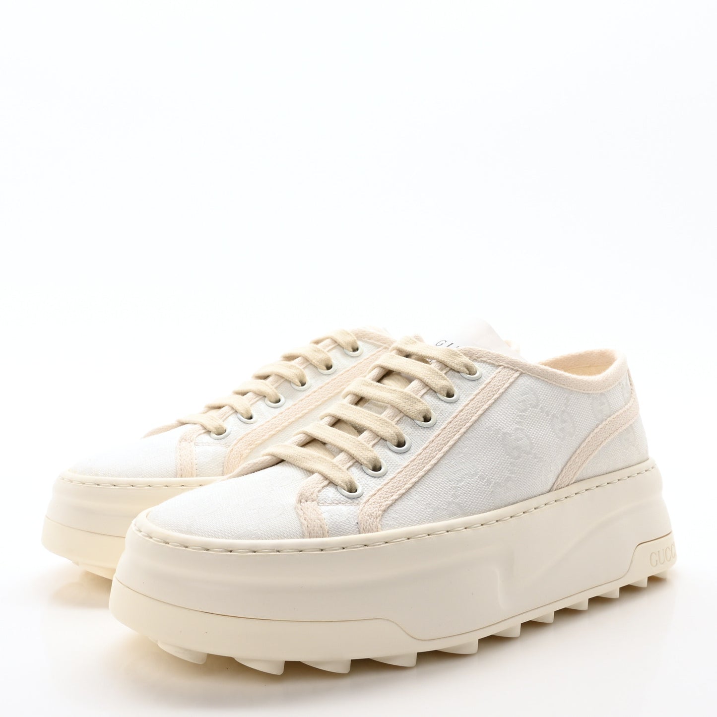 GG Monogram Womens 1977 Tennis Platform 52mm Sneakers 37 Great White Mystic White