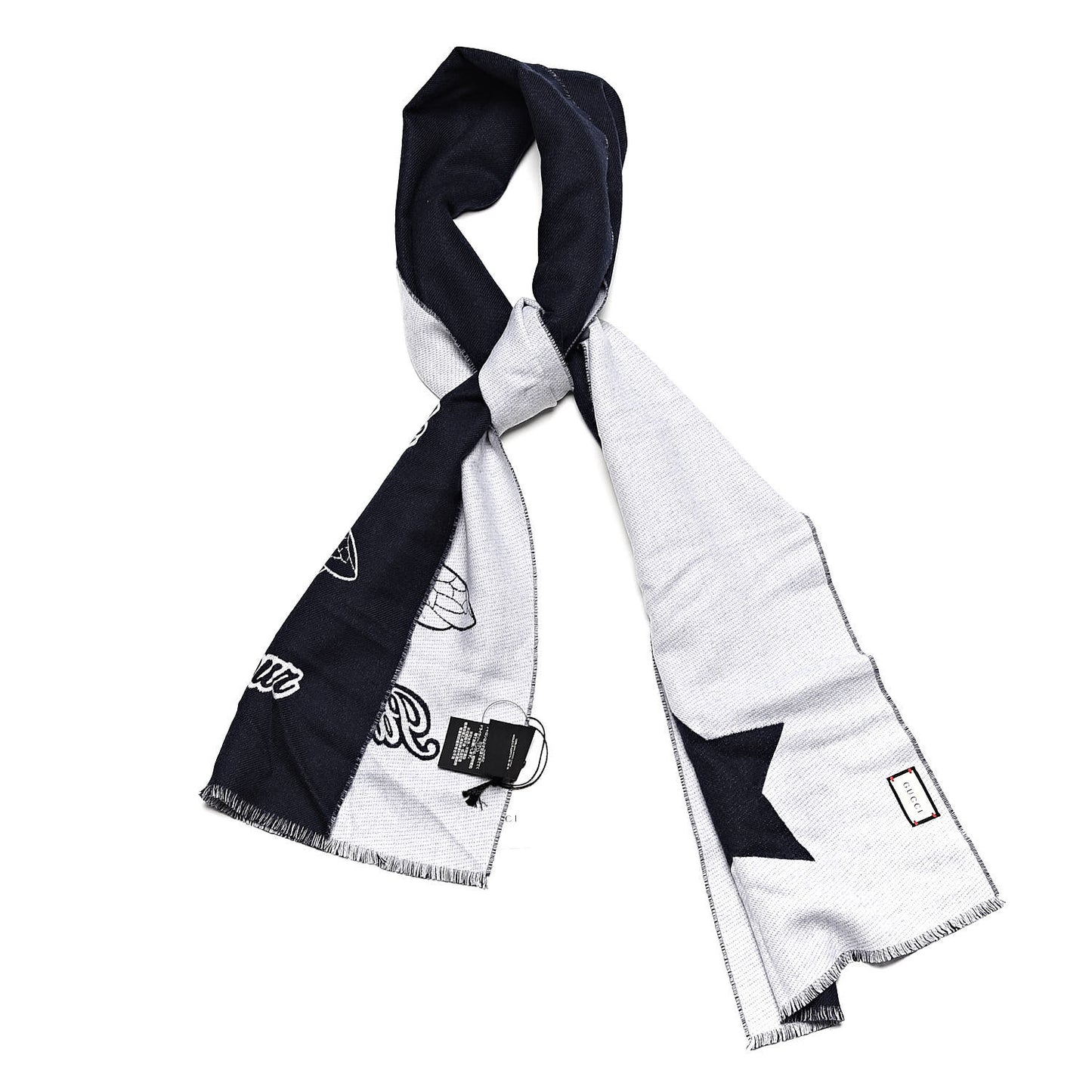 Wool L'Aveugle Par Amour Scarf Navy White