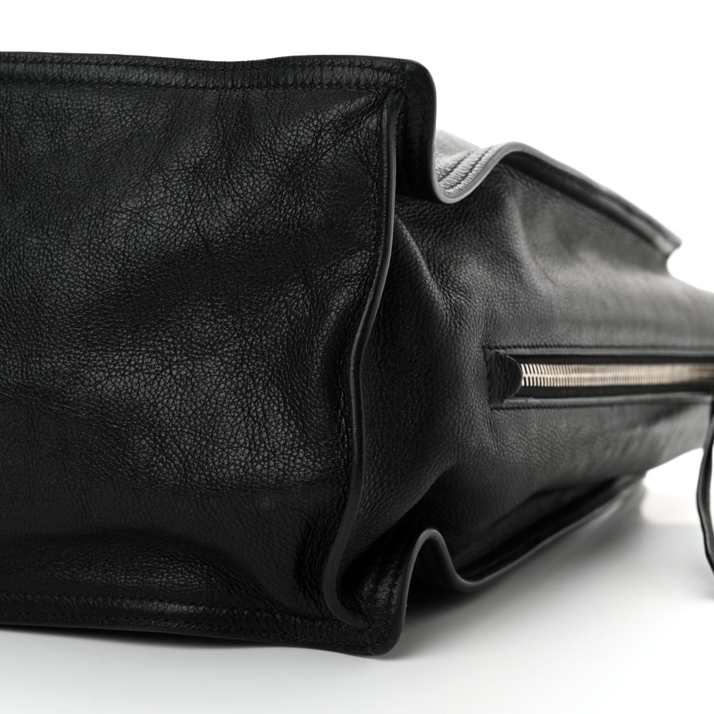 Glace Calfskin Etiquette Shopping Bag Black Astrale