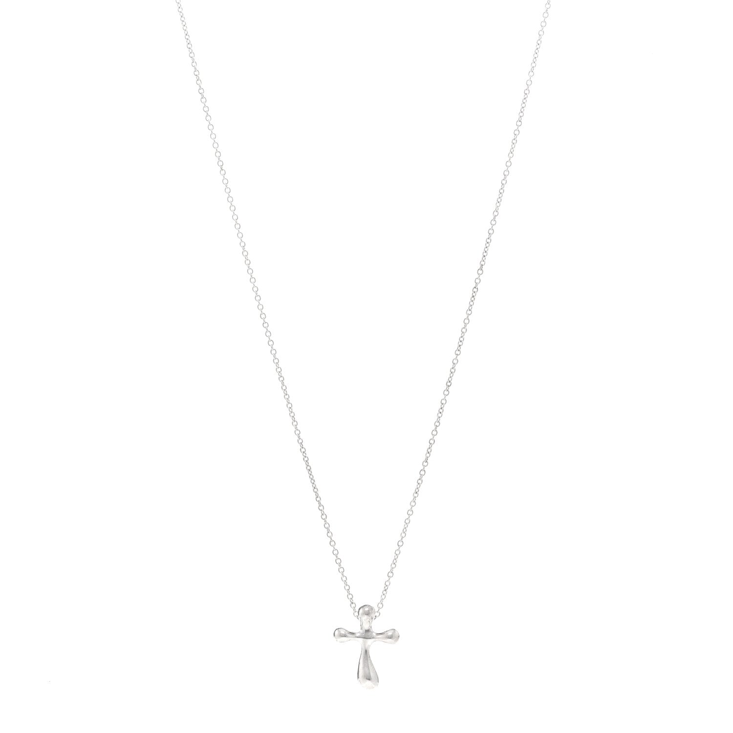 Tiffany Sterling Silver 12mm Elsa Peretti Cross Pendant Necklace 1 of 4