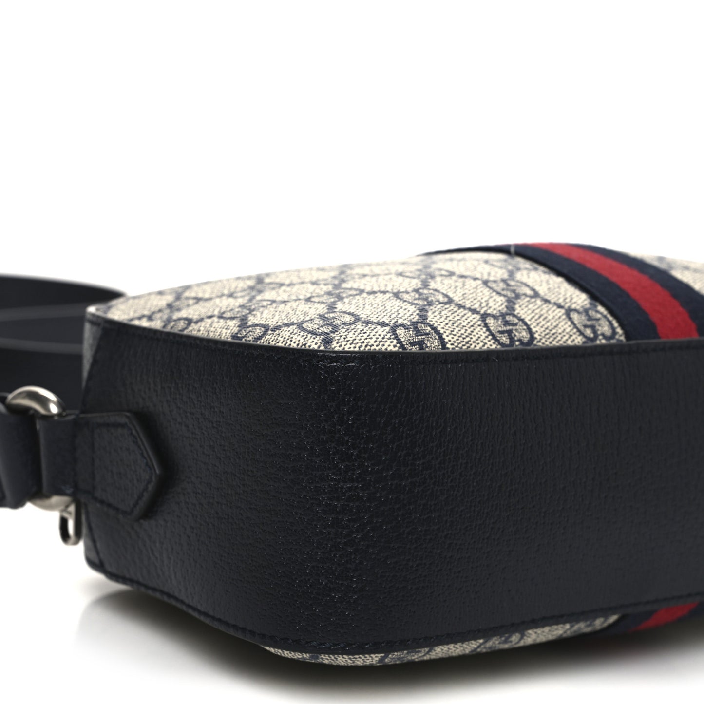 GG Supreme Monogram Textured Dollar Calfskin Web Small Ophidia Camera Bag Beige Blue