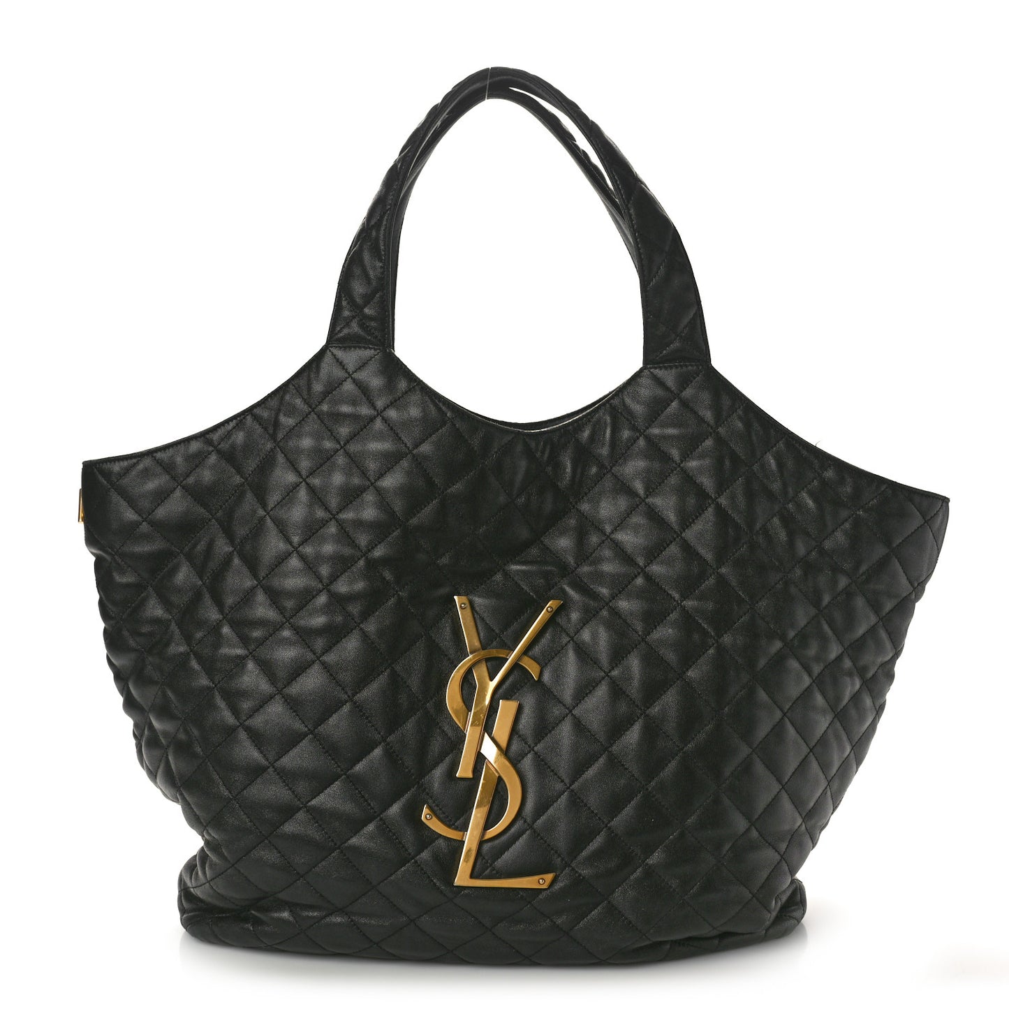 Lambskin Quilted Maxi Icare Shopping Tote Black