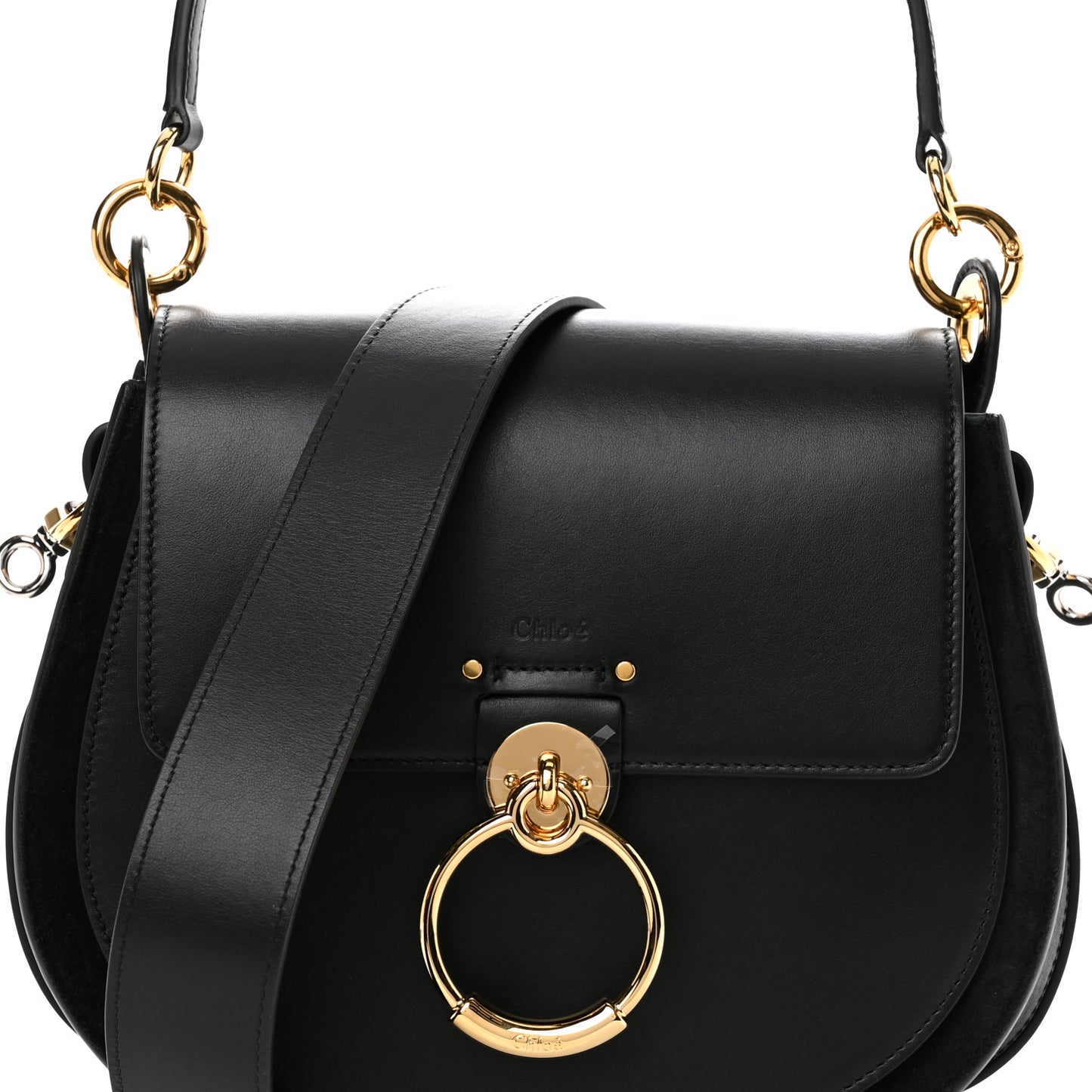 Calfskin Suede Large Tess Bag Black