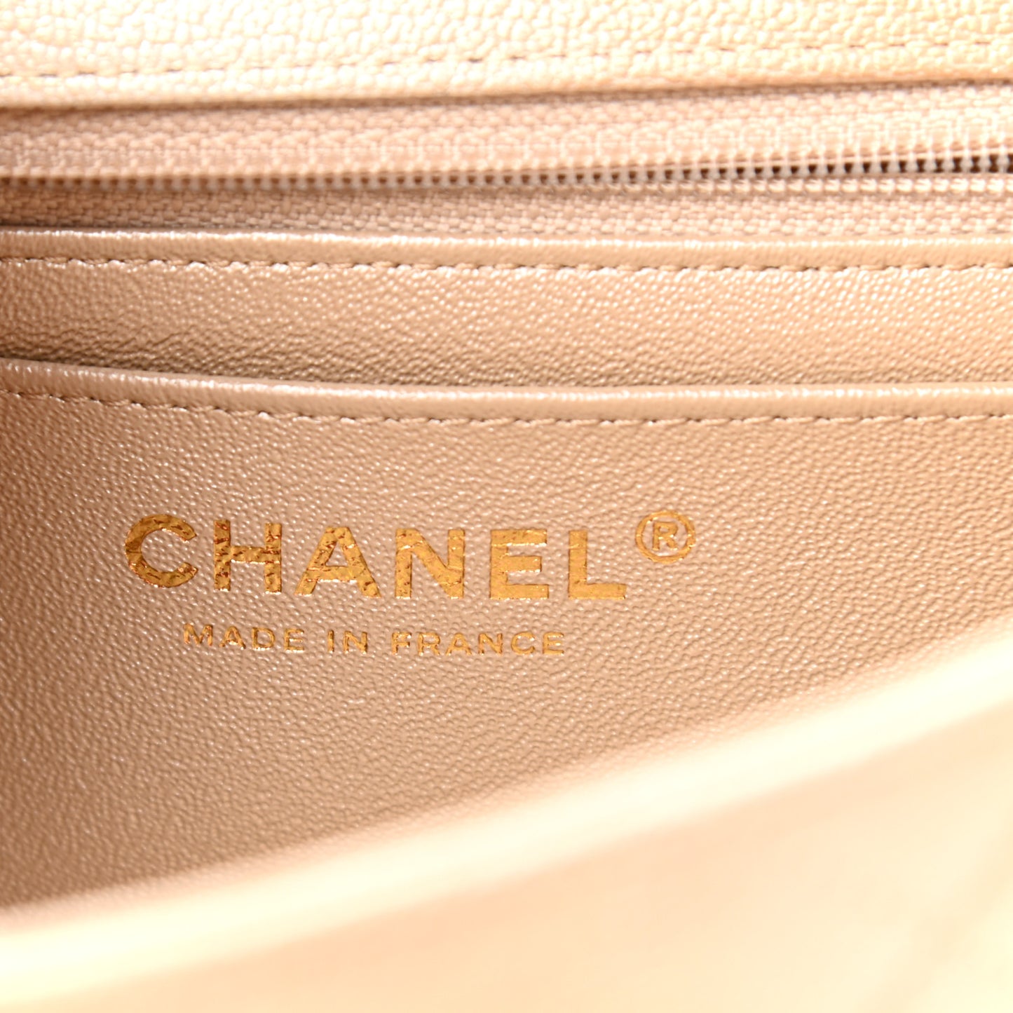 Metallic Goatskin Quilted Mini Rectangular Flap Gold
