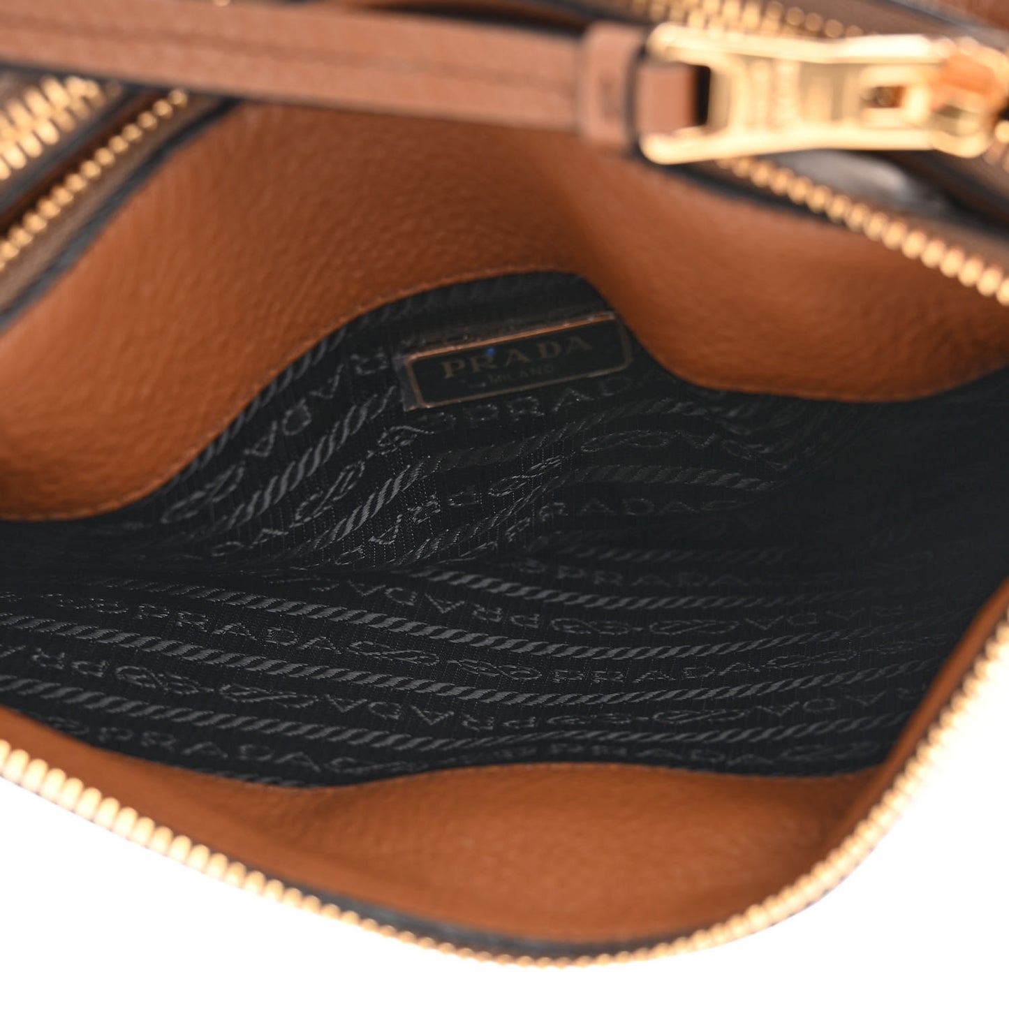 Vitello Phenix Double Zip Crossbody Bag Cannella