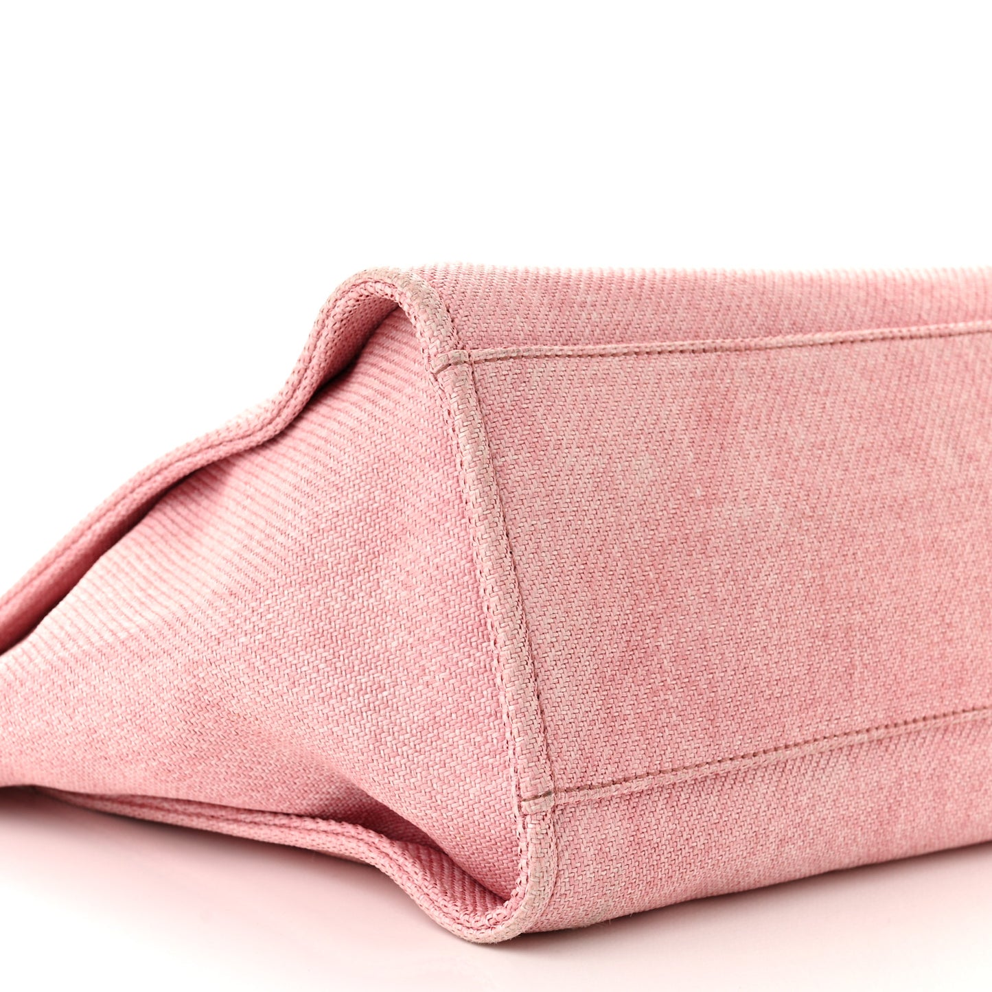 Woven Straw Raffia Medium Deauville Tote Pink White