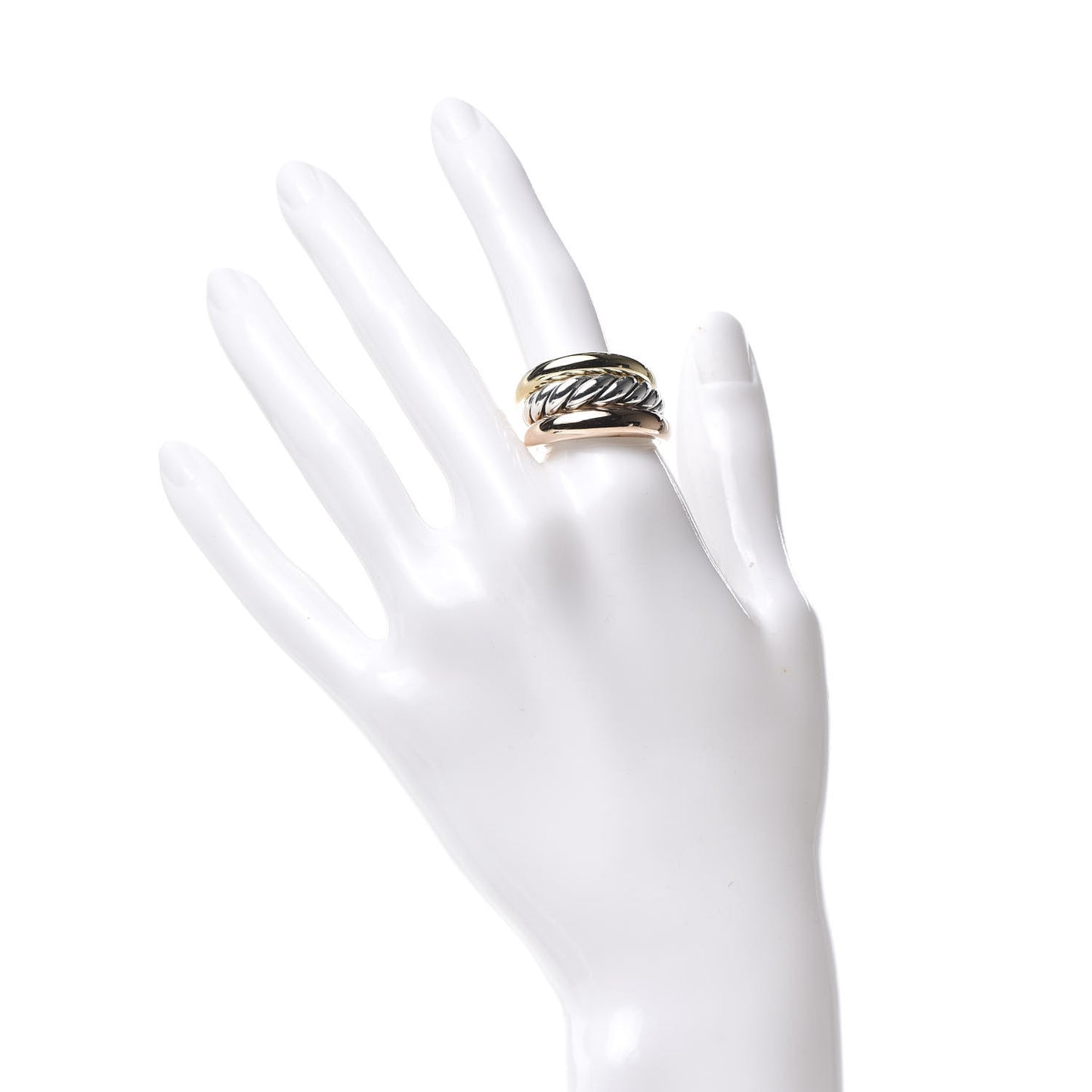 Sterling Silver Bronze Brass Pure Form Three-Row Ring 56 7.5