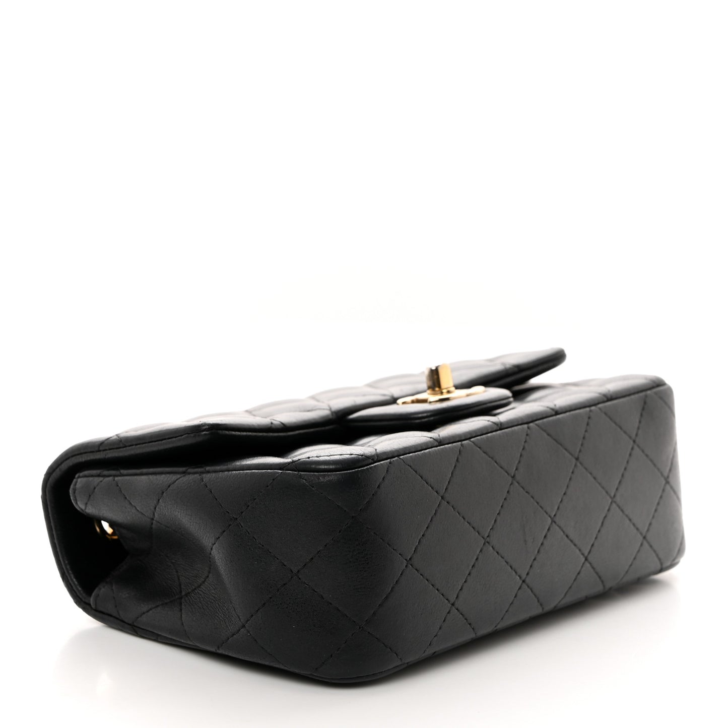 Lambskin Quilted Mini Rectangular Flap Black