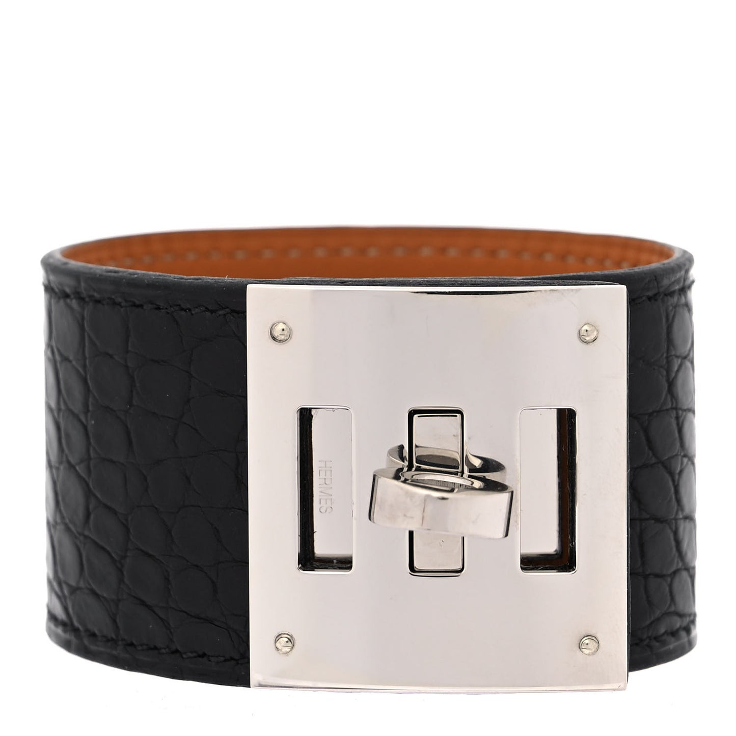 Shiny Alligator Kelly Dog Bracelet S Black