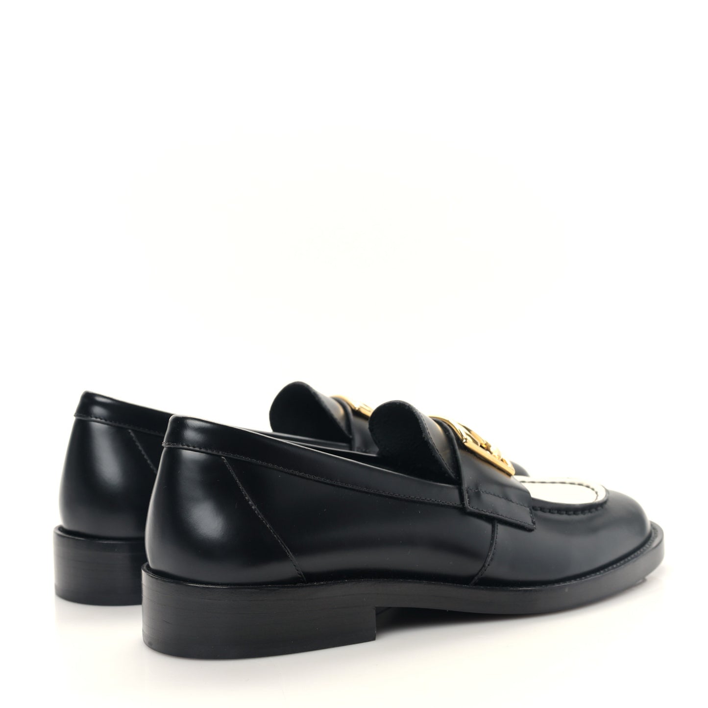 Shiny Calfskin CC Loafers 37 Black White