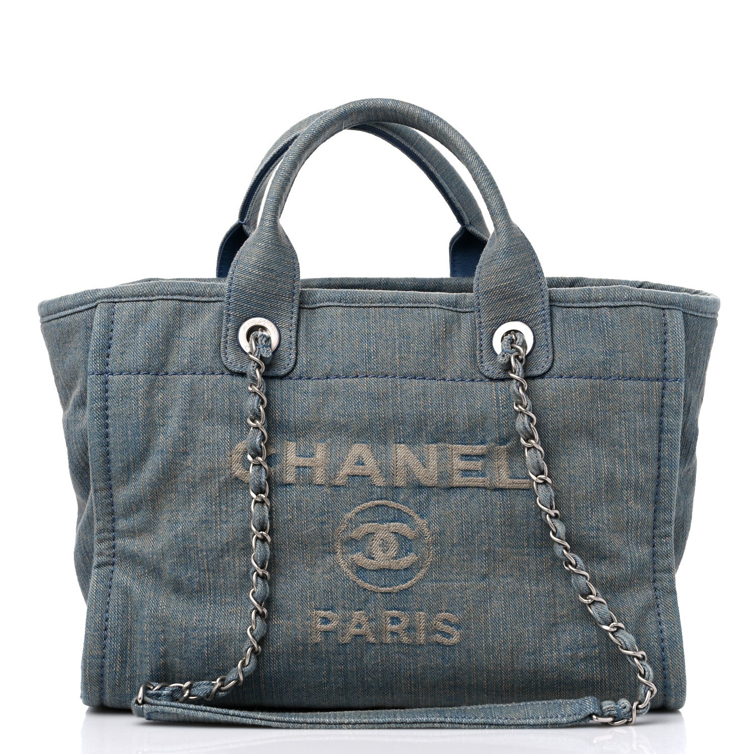 Chanel Denim Small Deauville Tote Light Blue 3 of 11