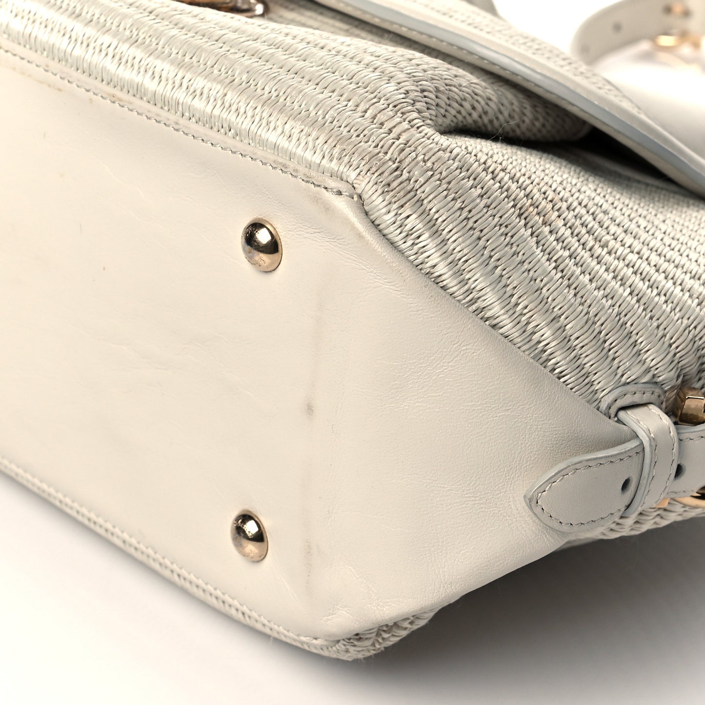 Straw Calfskin Fiamma Bag Beige