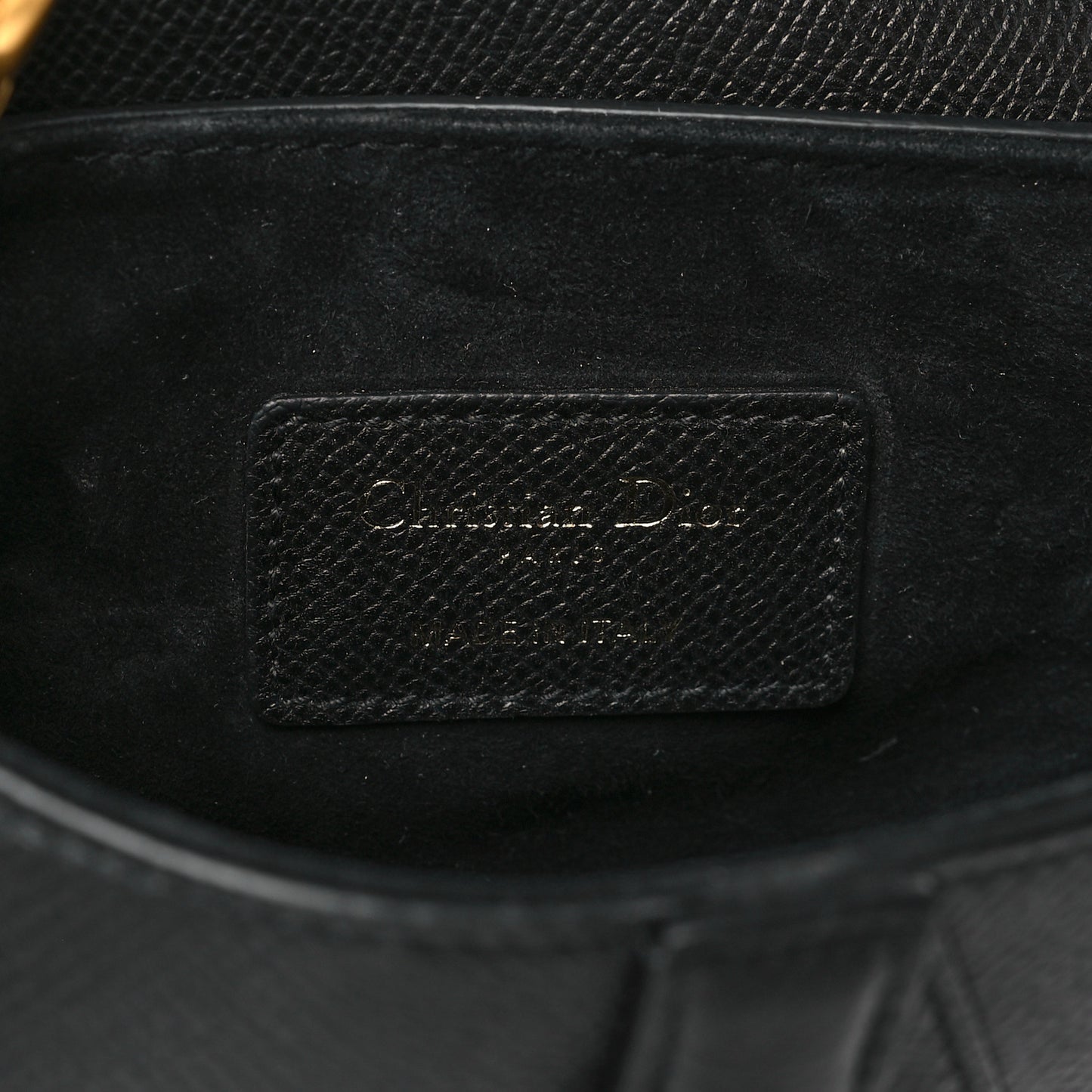 Grained Calfskin Mini Saddle Bag Black