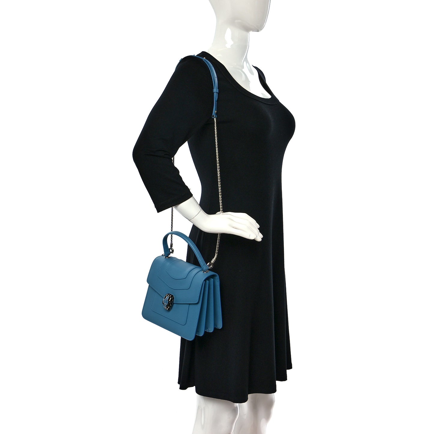 Calfskin Serpenti Forever Top Handle Blue