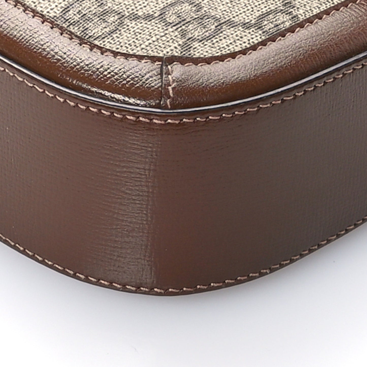 GG Supreme Monogram Azalea Calfskin Web Mini Horsebit 1955 Shoulder Bag Beige Ebony Brown Sugar