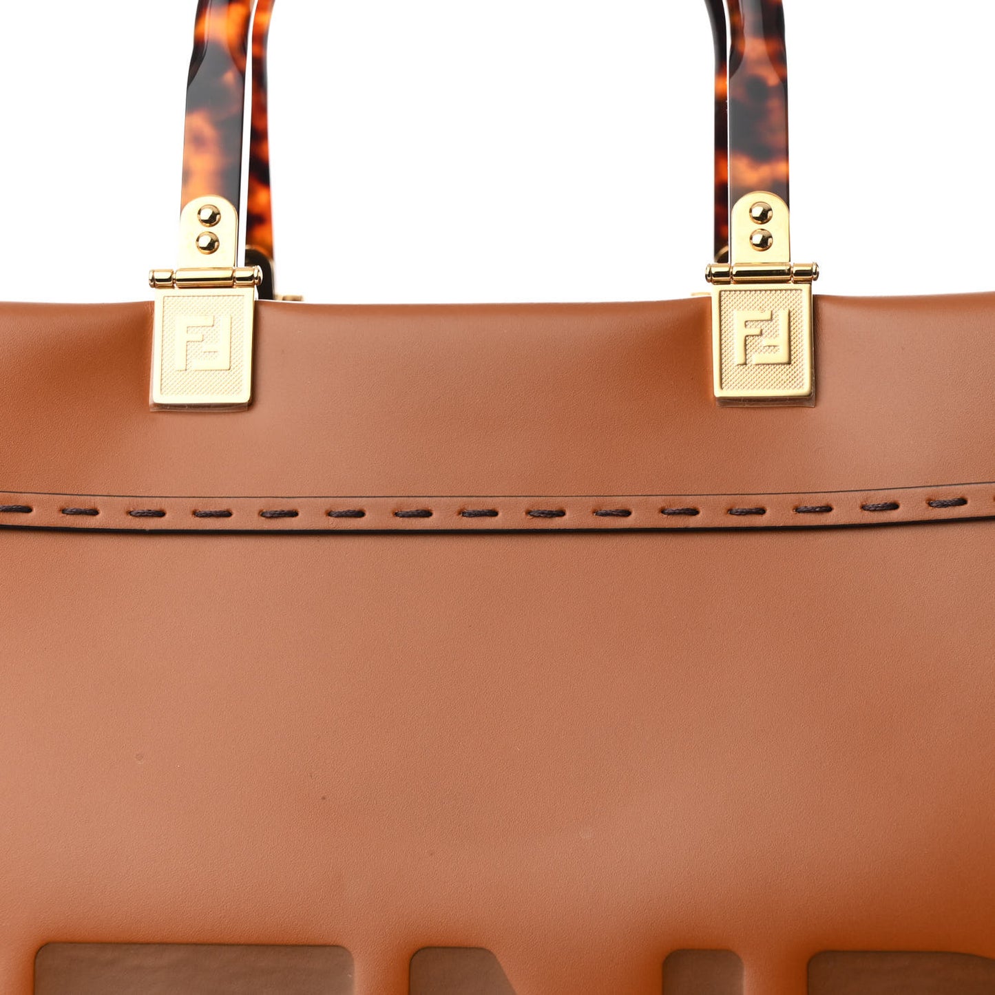 Vitello King Plexiglass Large Fendi Sunshine Shopper Tote Cuoio
