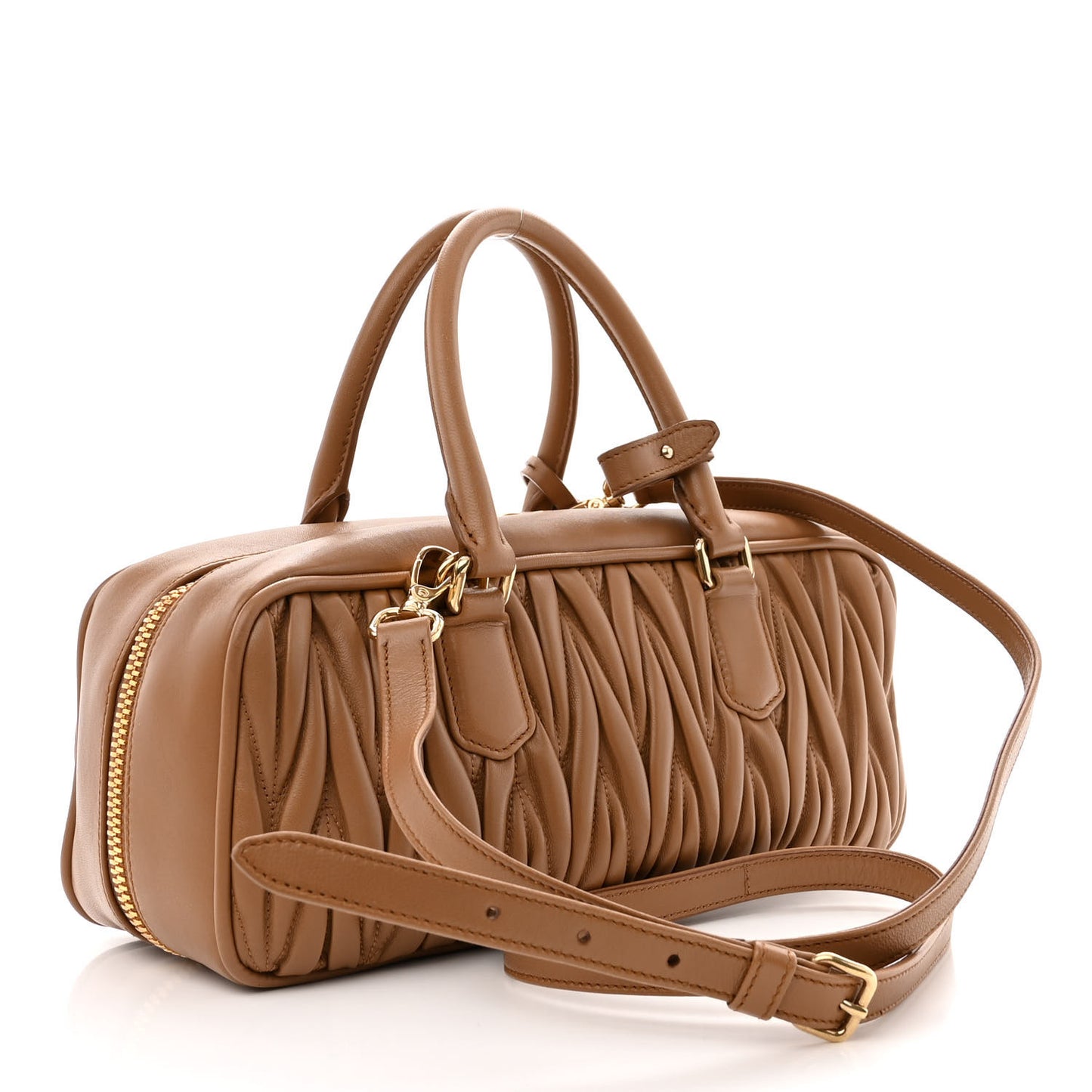 Nappa Matelasse Large Arcadie Top Handle Bag Caramel