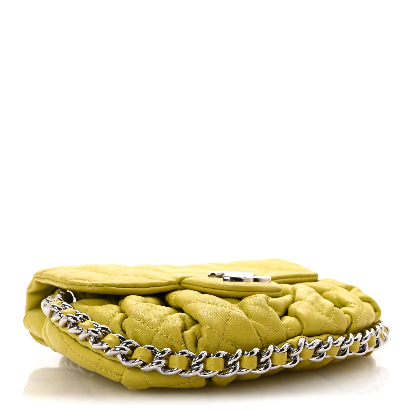 Washed Lambskin Quilted Mini Chain Around Flap Yellow