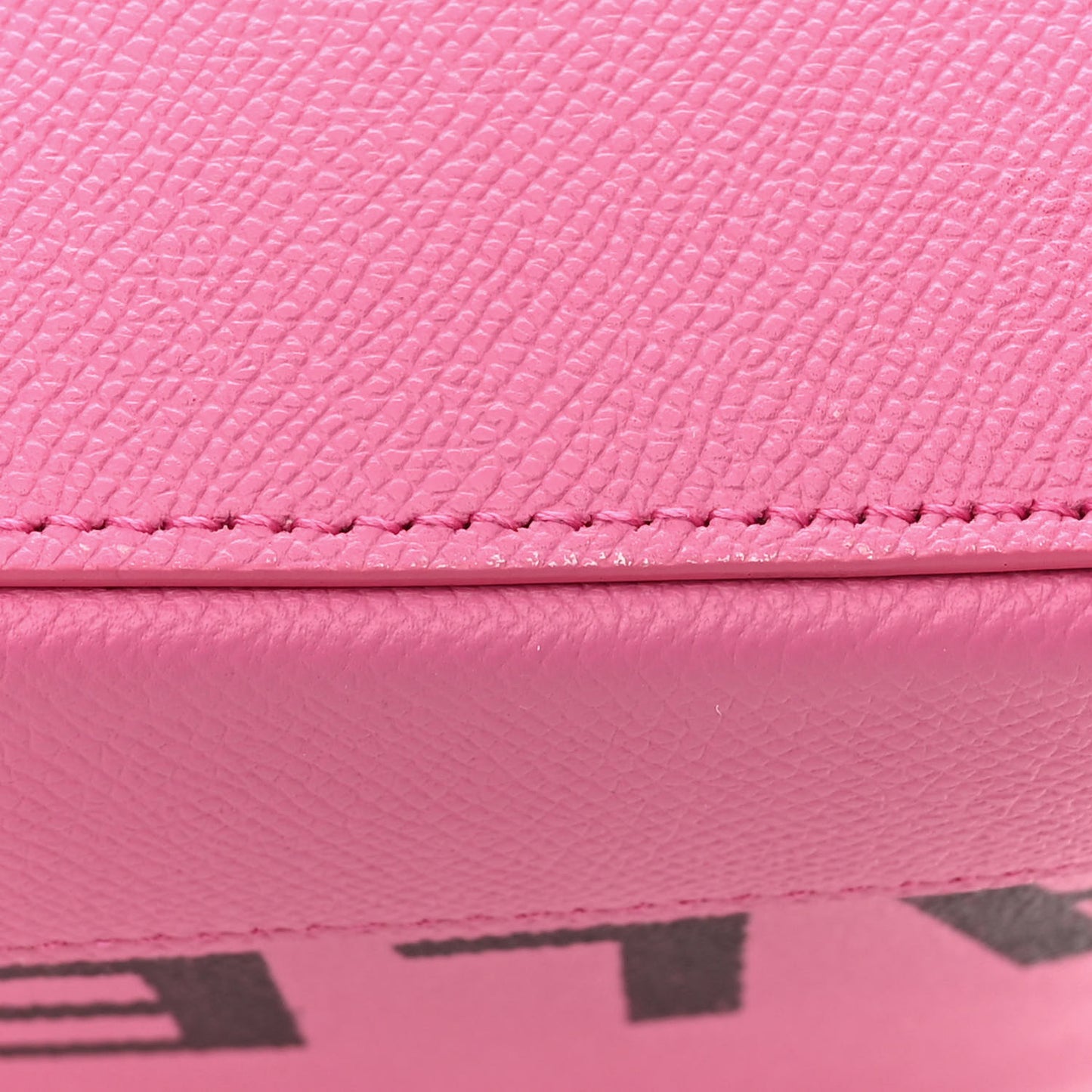 Signature Grained Calfskin Logo M Ville Top Handle Bag Rose Bubblegum Black