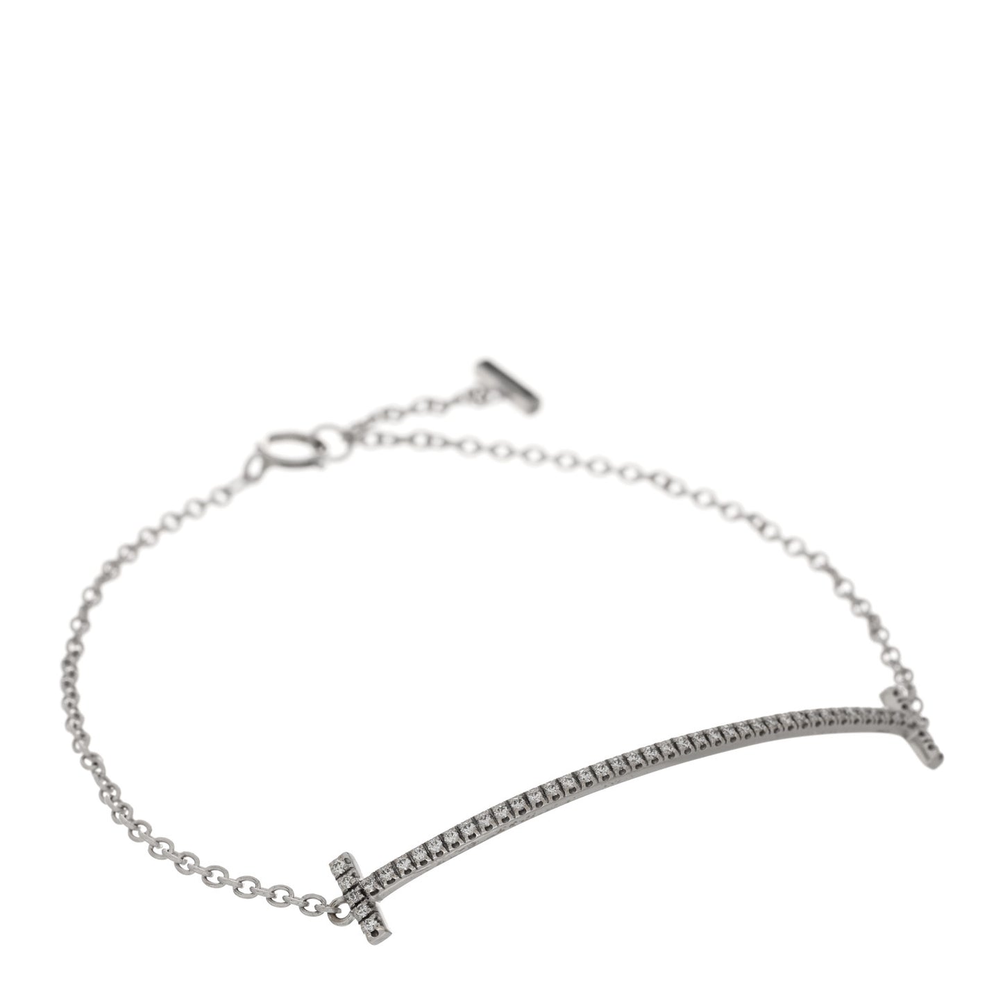 18K White Gold Diamond T Smile Bracelet