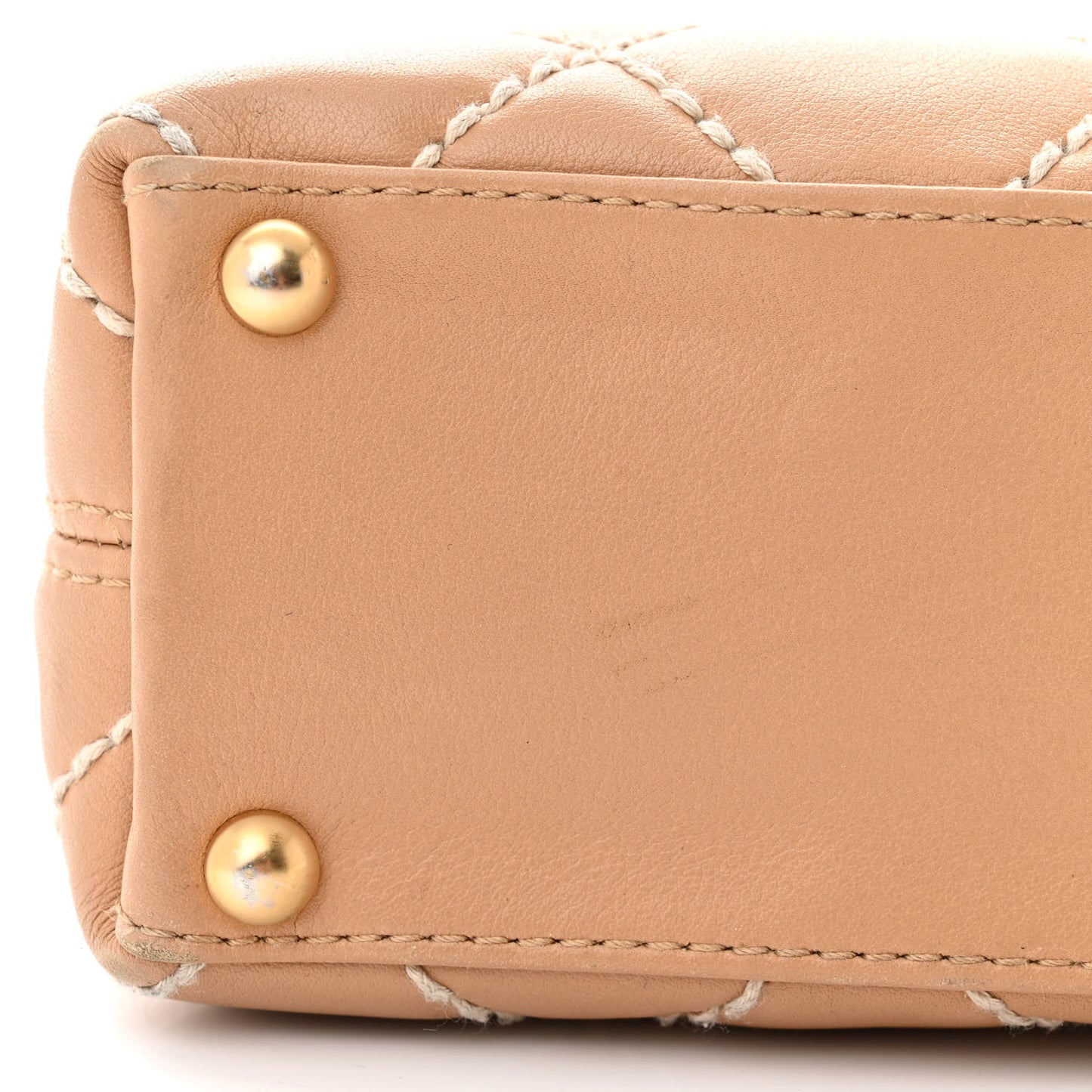 Calfskin Quilted Surpique Stitch Small Tote Beige