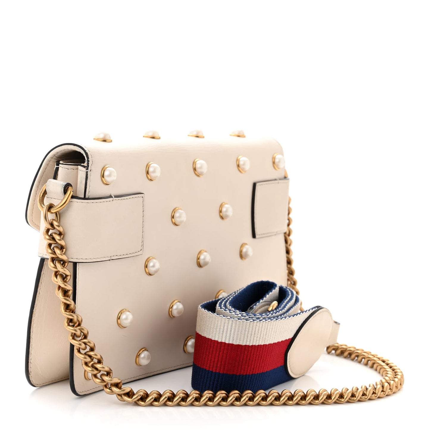 Nappa Pearl Studded Mini Queen Margaret Broadway Shoulder Bag Mystic White