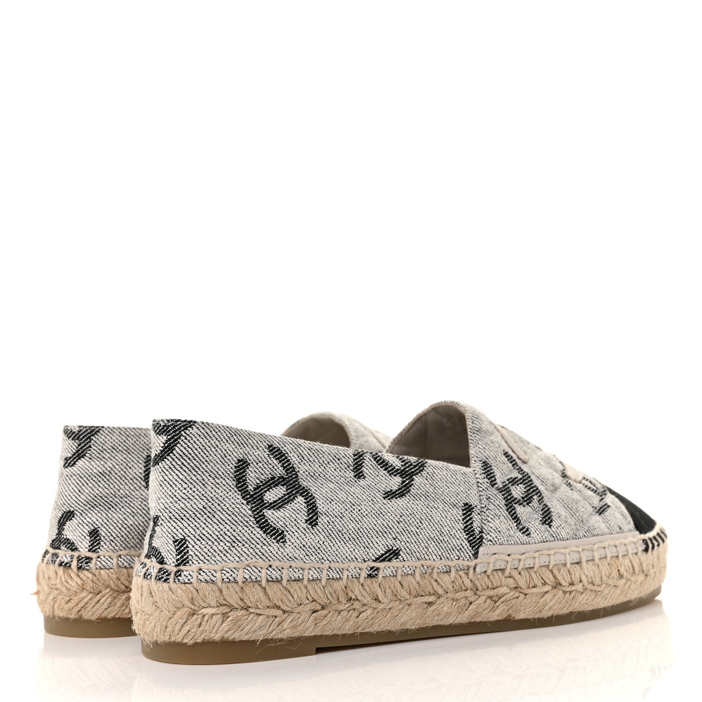 Cotton Jacquard Grosgrain CC Print Espadrilles 38 Grey Black