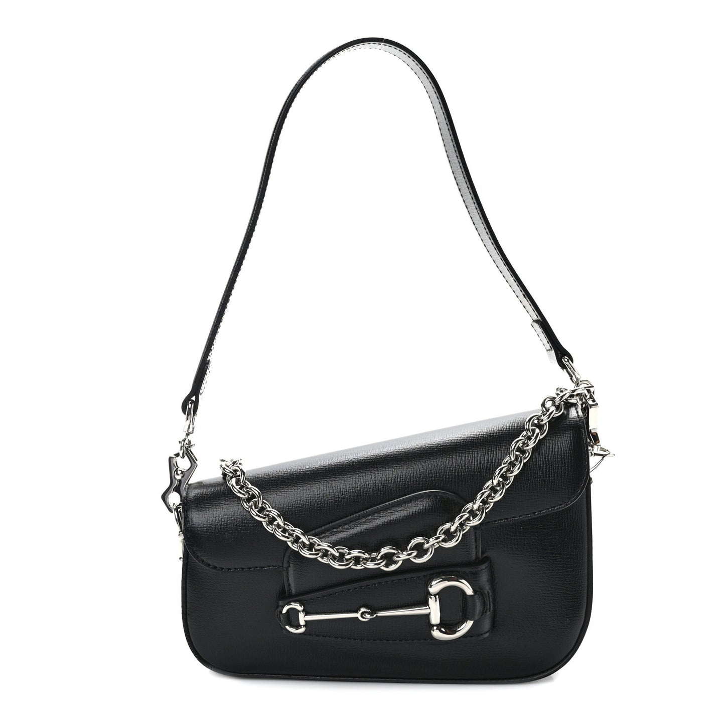 Calfskin Mini Horsebit 1955 Asymmetric Shoulder Bag Black