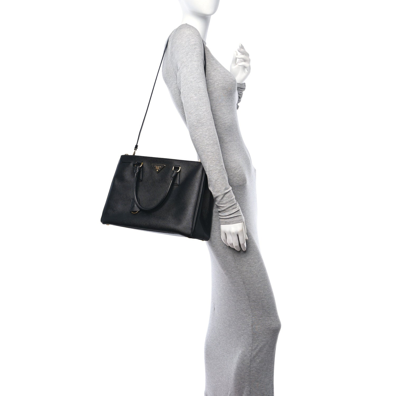 Prada Saffiano Medium Galleria Double Zip Tote Black 2 of 12