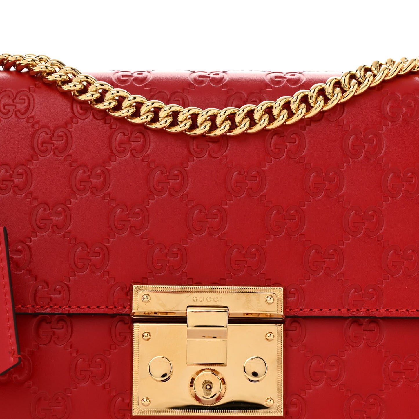 Guccissima Medium Padlock Shoulder Bag Hibiscus Red