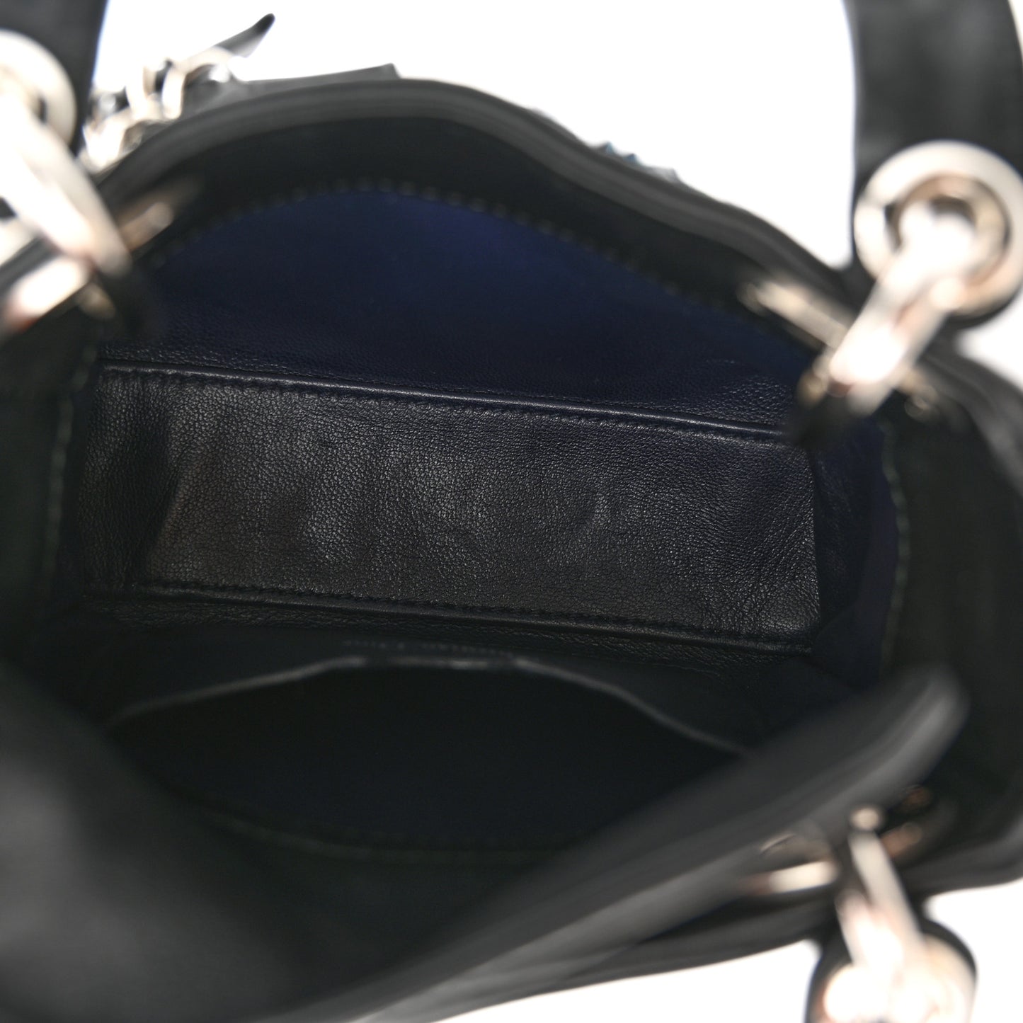 CHRISTIAN DIOR Smooth Calfskin Embroidered Micro Lady Dior Black