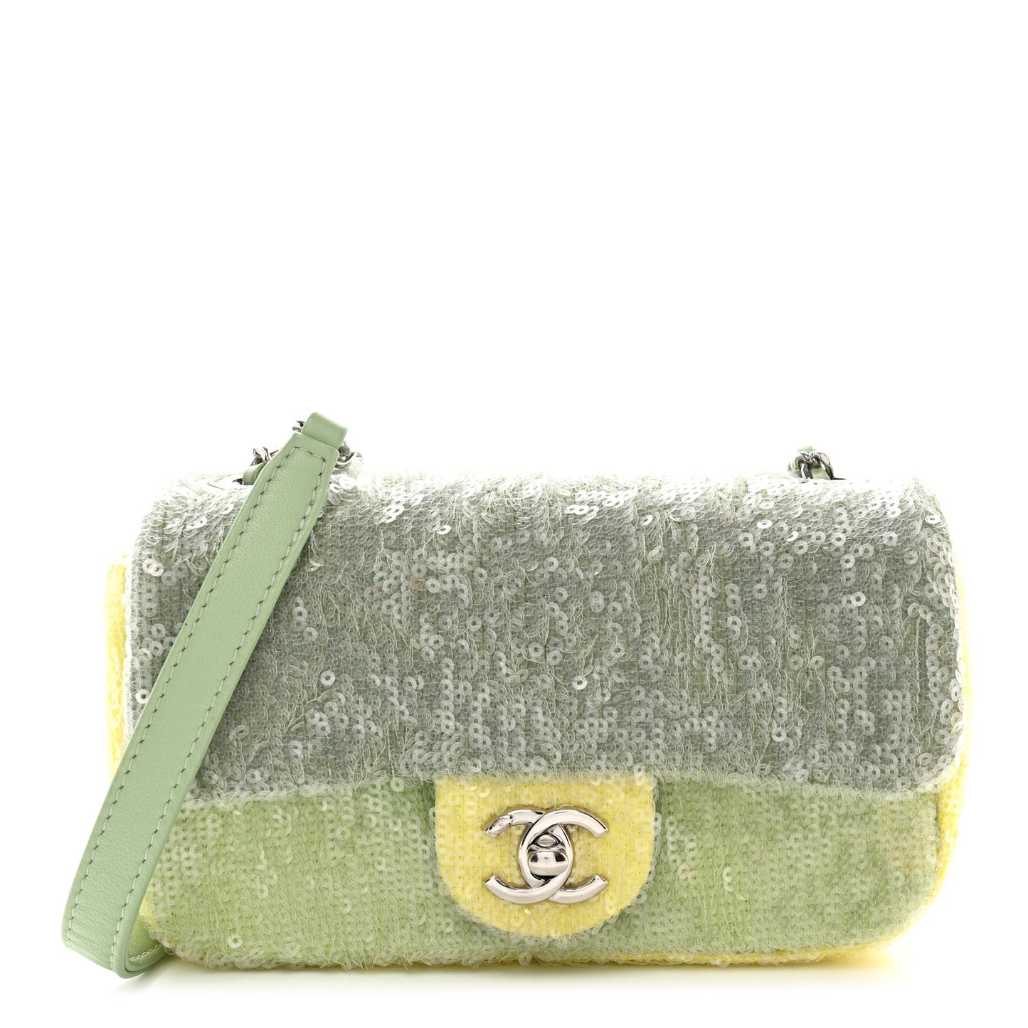 Sequin Mini Waterfall Flap Green Light Green Yellow