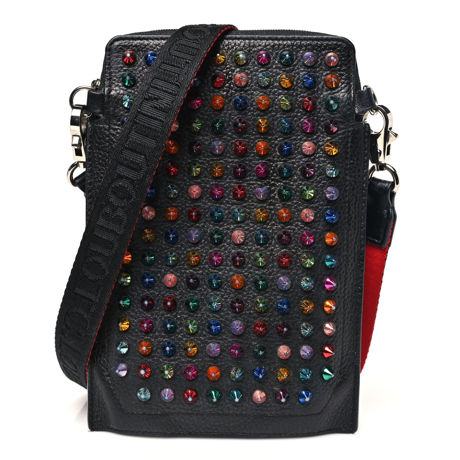 Christian Louboutin Calfskin Spikes Loubilab Crossbody Bag Black
