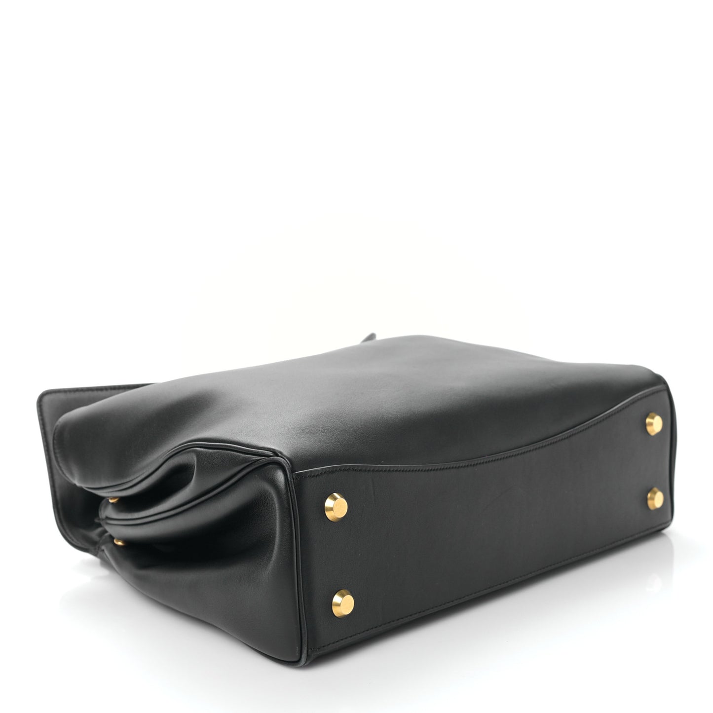 Natural Smooth Calfskin Medium Rodeo Top Handle Handbag Black