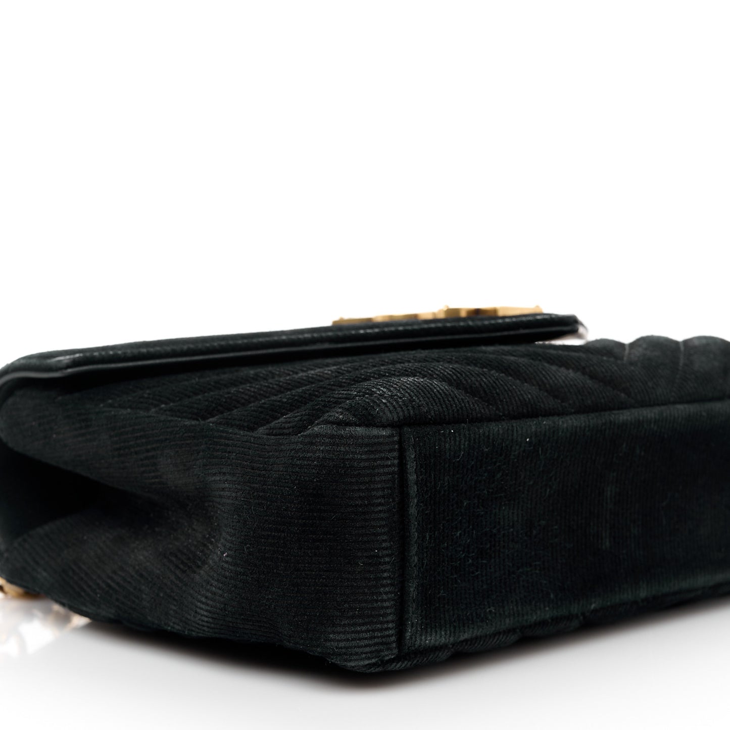 Suede Matelasse Chevron Monogram Medium College Bag Black