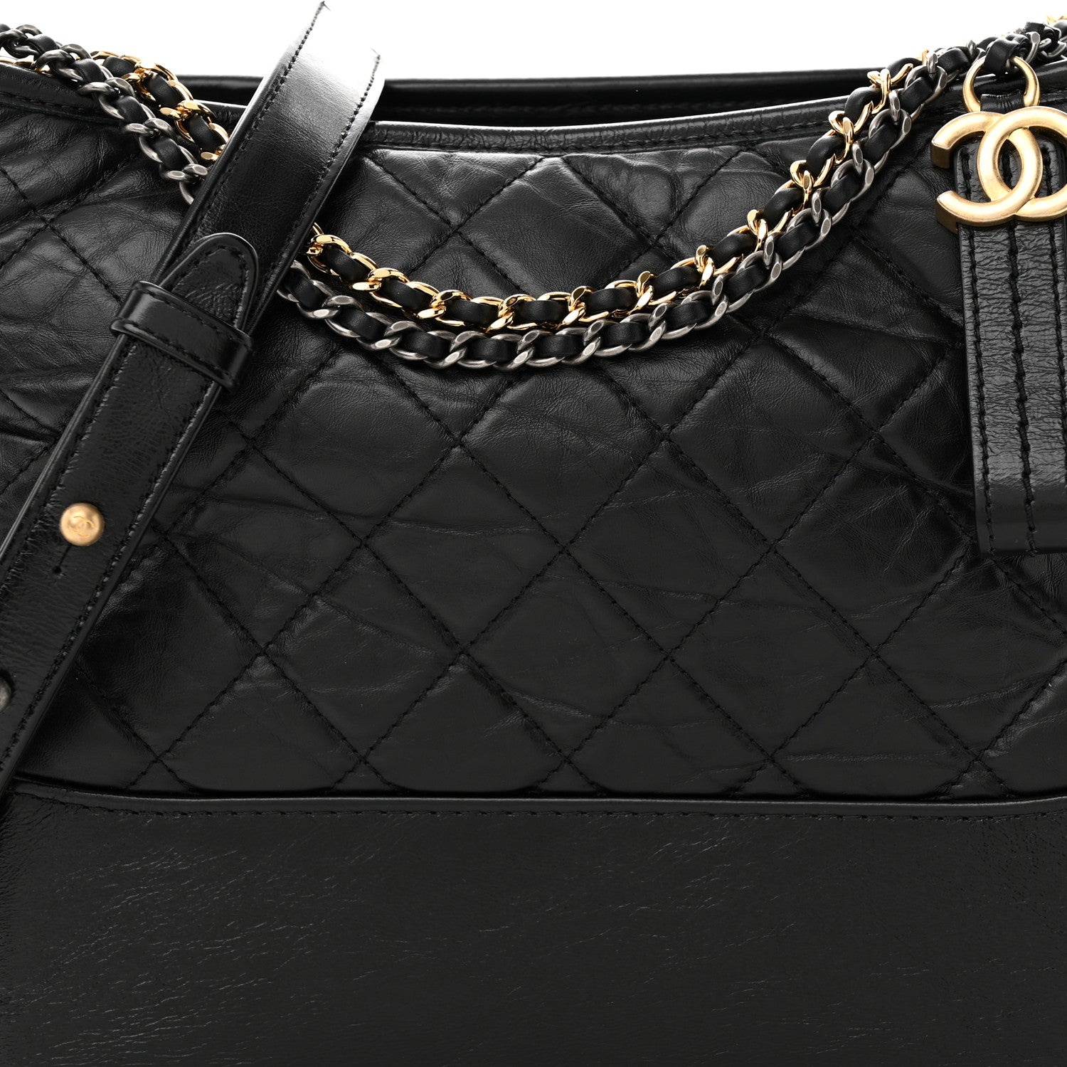 Chanel Aged Calfskin Quilted Medium Gabrielle Hobo Black 8 of 11