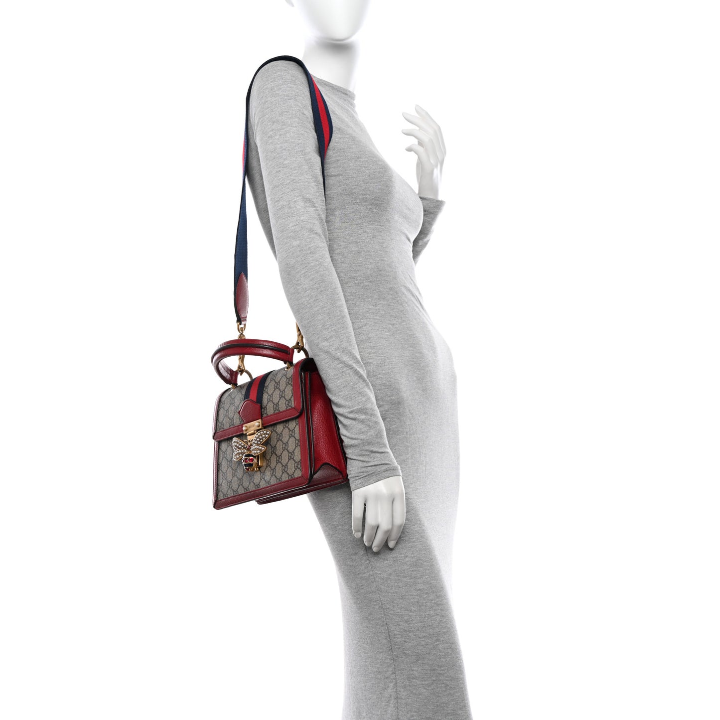 GG Supreme Monogram Small Queen Margaret Top Handle Bag Red