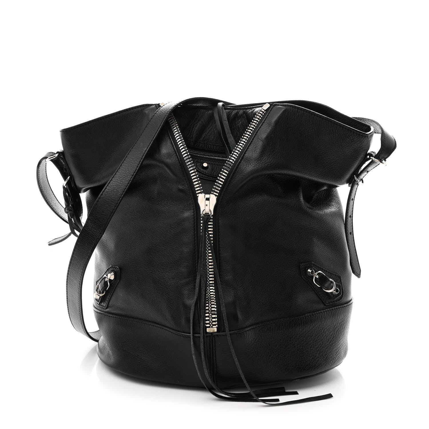 Balenciaga Veau Papier Classic Hardware Drop Bucket Bag Black