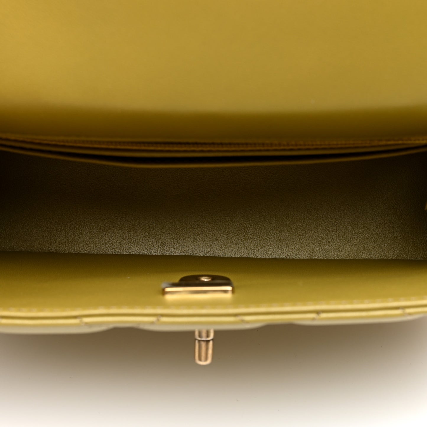 Lambskin Quilted Metal Top Handle Flap Green