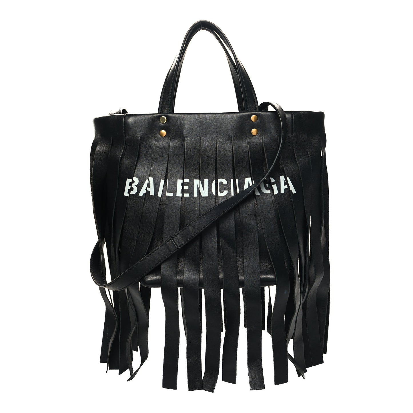Calfskin XS Fringe Laundry Cabas Black