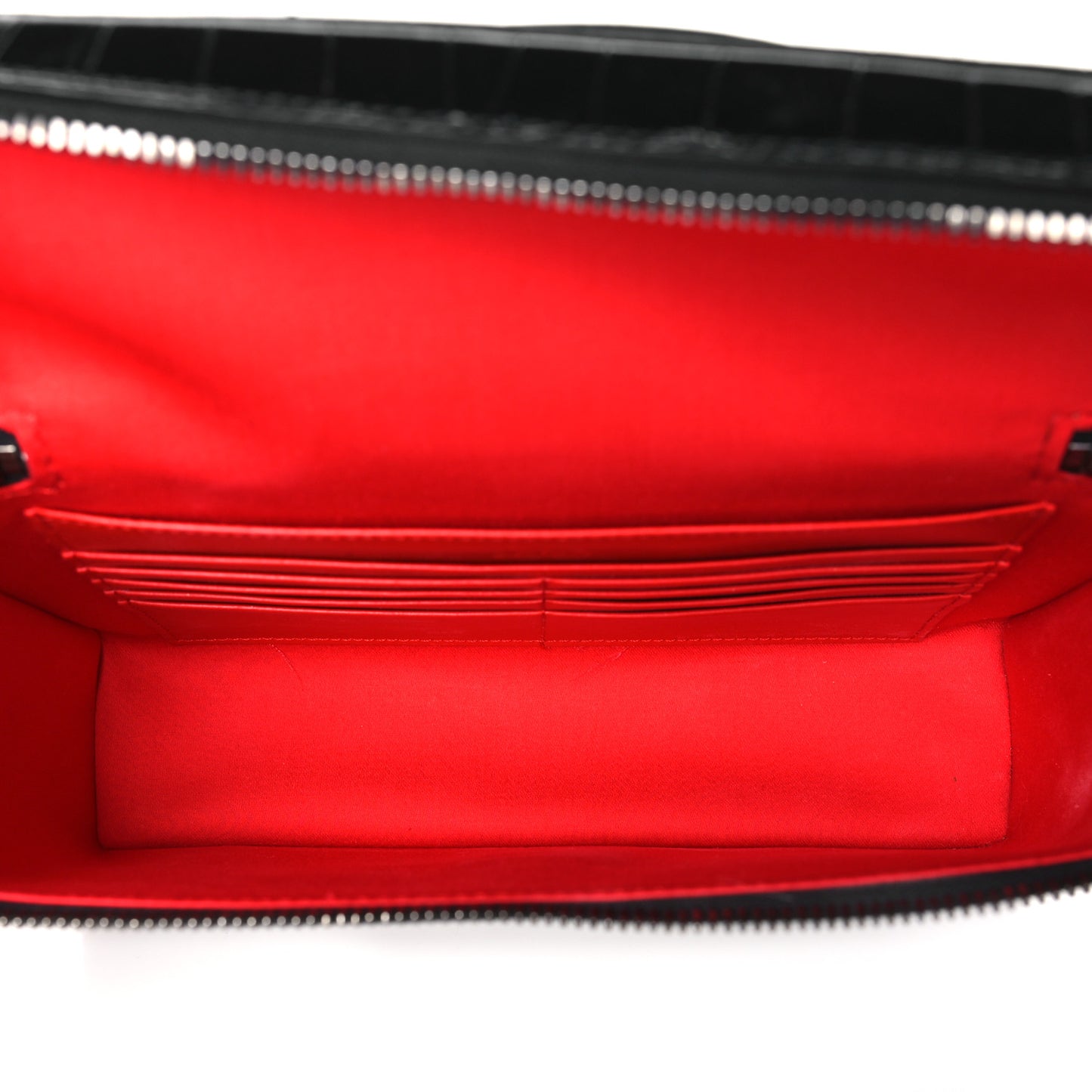 Crocodile Embossed Calfskin Kypipouch Travel Toiletry Case Black
